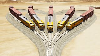 BeamNG.Drive Satisfying crashes Impossible 5 Rail Tracks Vs Trains!!! | BeamNG.Drive