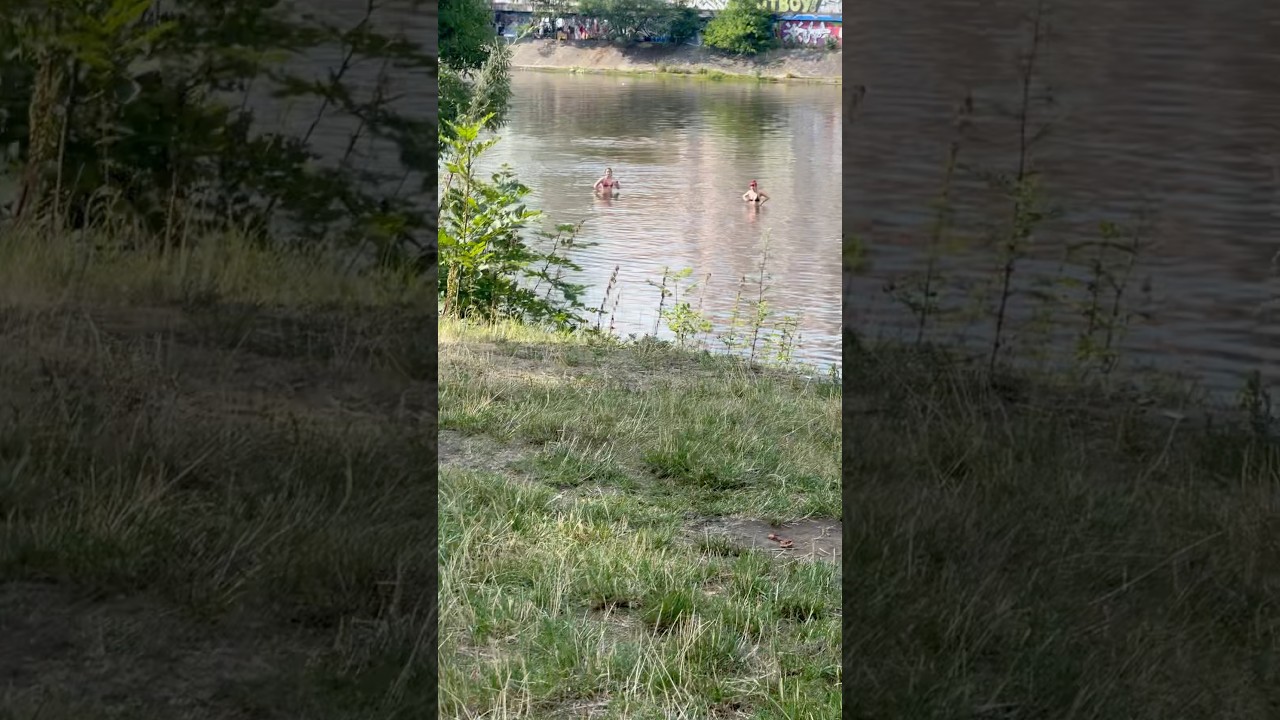 Swimming at Vltava river in Prague 