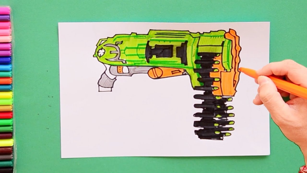 to draw Nerf Zombie Combat Blaster - YouTube