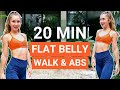 20 MIN 2200 STEPS WORKOUT | fat burning walking cardio &amp; standing abs for flat belly, no jumping
