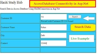Search or Find Data From Access Database Using Asp.Net C# | Hindi | Online Learning Classes