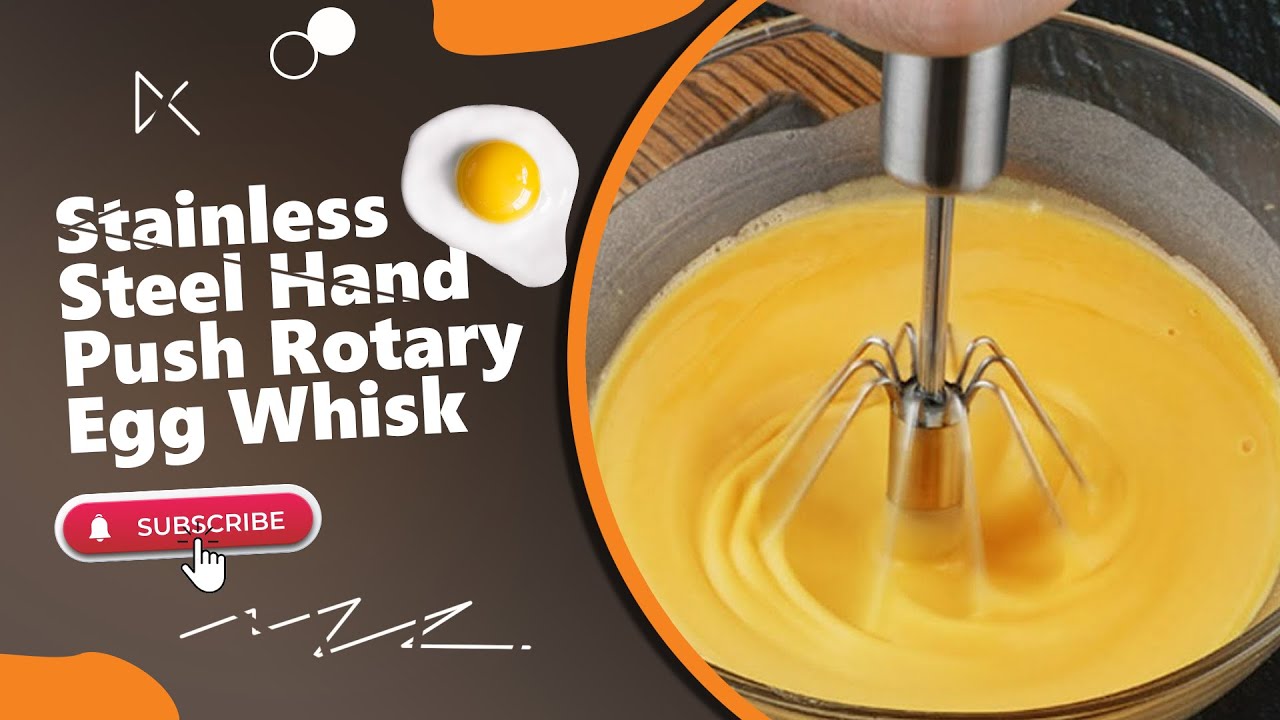 Stainless Steel Semi-automatic Egg Whisk - 3PCS Hand Push Rotary Whisk  Blender (3 Pack)