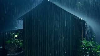 Heavy Rainstorm Covering Secluded Log Cabin: Relaxing Sleep with Rain & Thunder Sounds On Forest