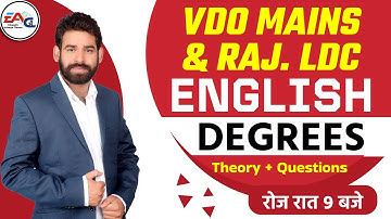 VDO Mains / Rajasthan LDC | Degrees | Theory + Questions | English Classes | By Ravi Acharya Sir