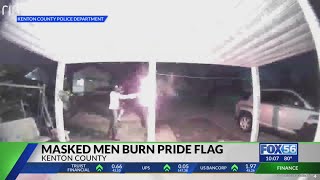 Police searching for pair who set fire to pride flag outside Kenton County home