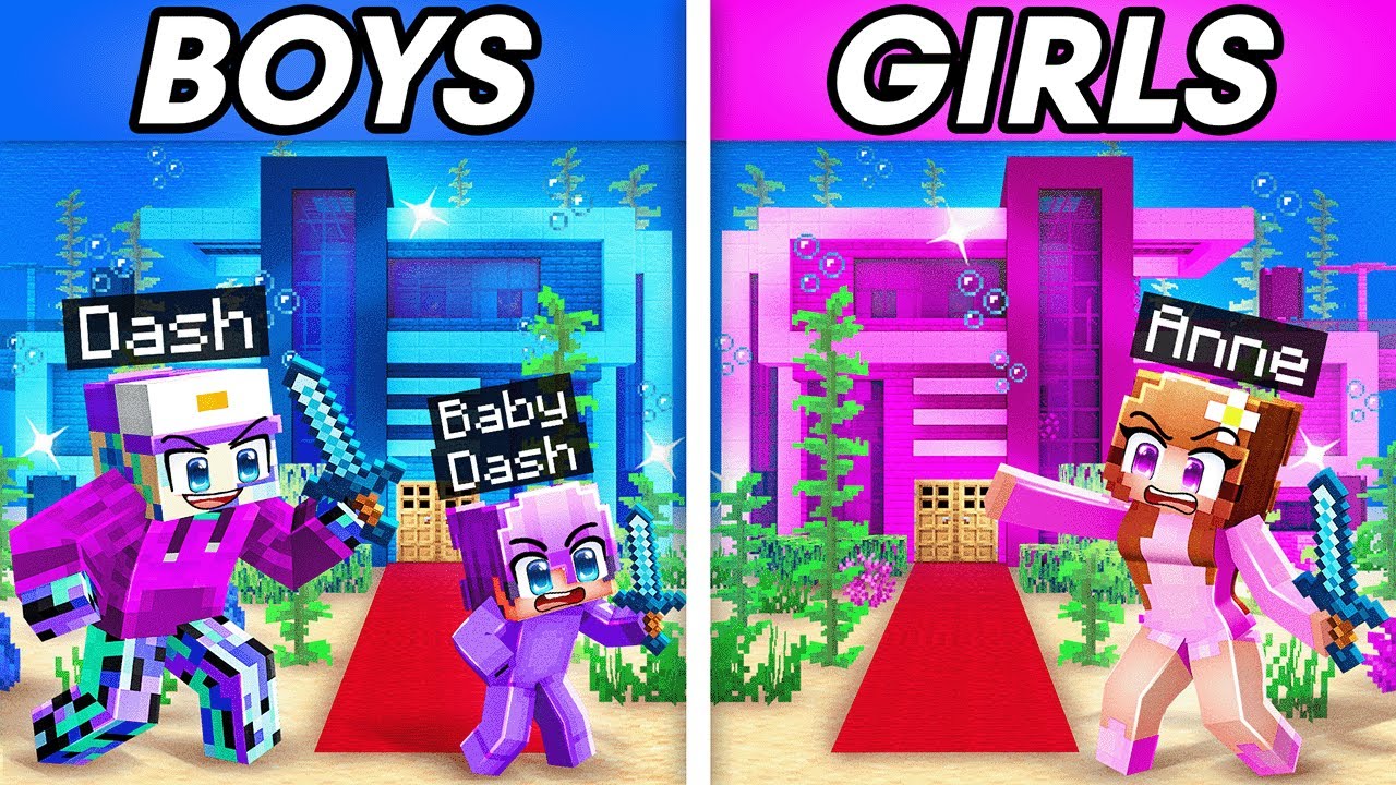 BOYS vs GIRLS UNDERWATHER HOUSE Battle In Minecraft!