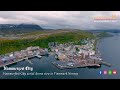 Hammerfest City Aerial Drone View Finnmark Norway