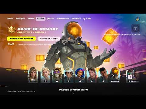 PASSE DE COMBAT CHAPITRE 7 - SAISON 1 sur FORTNITE !! (palier 1 à 100)