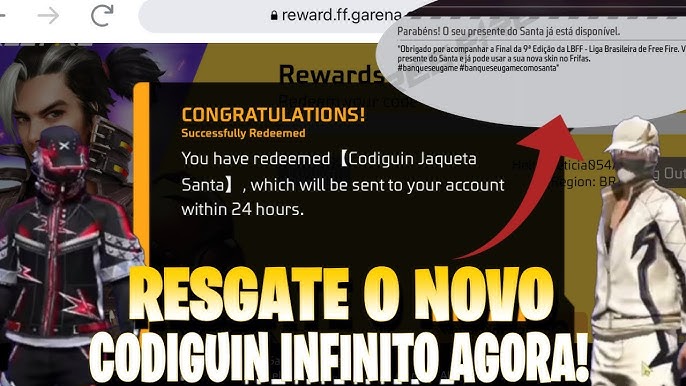 SAIU CODIGUIN INFINITO! COMO PEGAR NOVO CODIGUIN FREE FIRE 