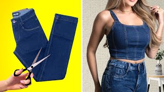 + de 10 Ideias de Transformação de Calça Jeans em Novas Peças Incríveis DIY e Costura | Truques Moda