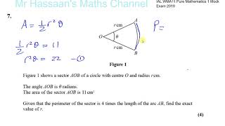 7  EDEXCEL IAL P1 MOCK  2019 Q7  Radian Measure