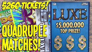 QUADRUPLE MATCHES! 💵 $260 TEXAS LOTTERY Scratch Offs - YouTube