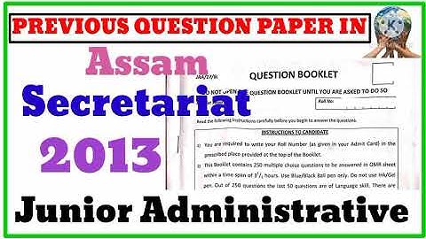 Assam Secretariat Previous Question Paper || Junior Administrative Previous Question Solved 2013 ||