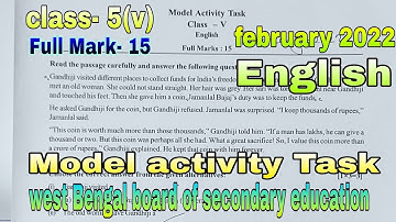 Class- 5 English Model activity Task February 2022 part- 2 full solved//vvmeducation//#wbbse