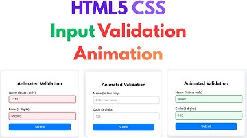 HTML5 Input Validation Using Pattern With Animation Effect | HTML 5 Form Validation CSS Animation