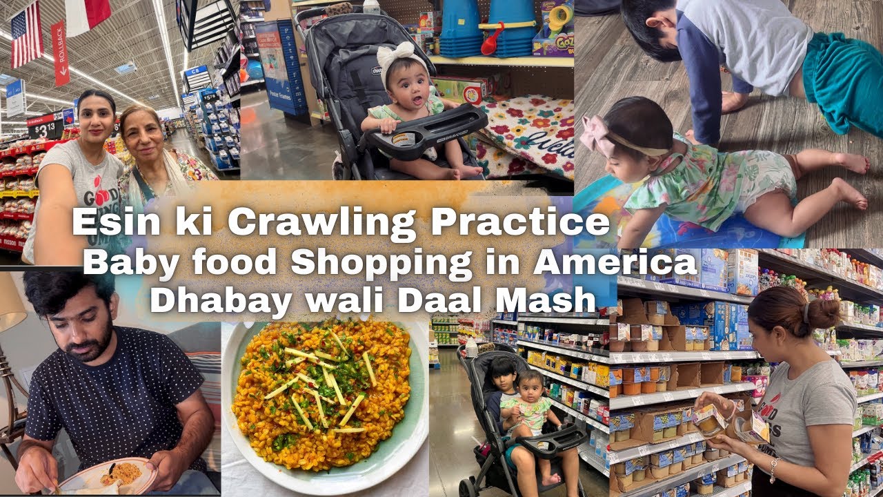 Baby Crawling Practice 🥹Ye kya Compliment Mil gya😝 Baby Food Shopping In America | Mash Daal Recipe