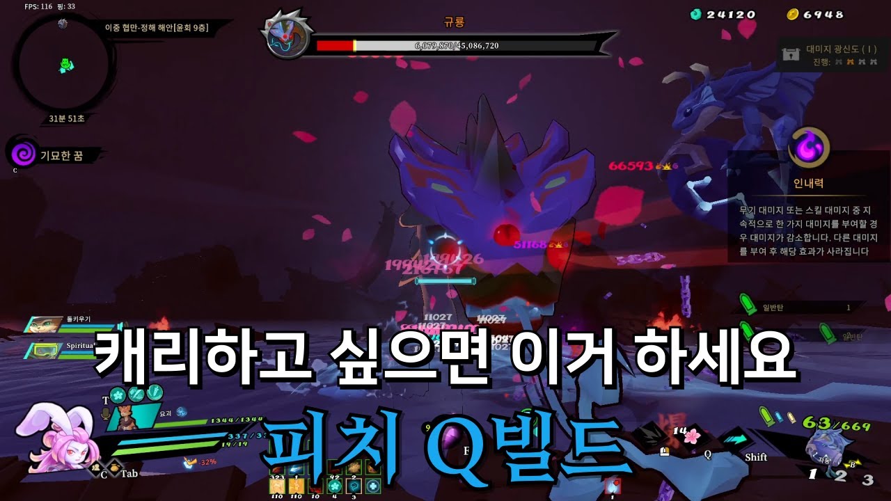 "현존 빌드 중 가장 강함" 피치 꽃뒤검 Q빌드[건파이어리본]