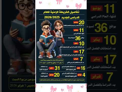 الخريطة الزمنية الكاملة للعام الدراسي 2026 2025 في دقيقة