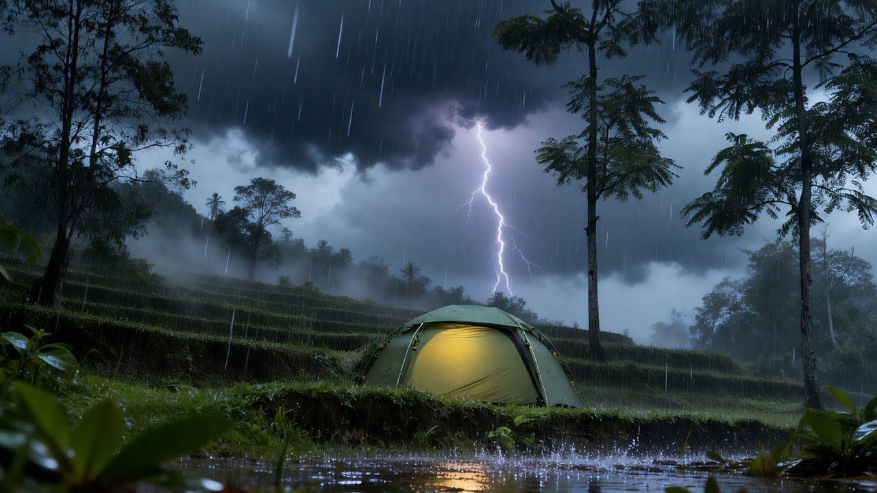 💯Кемпинг под проливным дождем и в самые безумные бури ⛈️ Отдых в уютной палатке во время бури