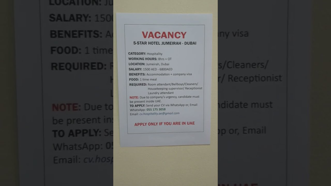Hospitality Job Salary In Dubai shorts youtubeshorts dubaijobs Hospitality Job Salary In Dubai shorts youtubeshorts dubaijobs