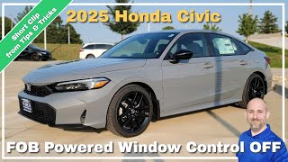 How to disable Power Window Roll Down from FOB on 2025 Honda Civic