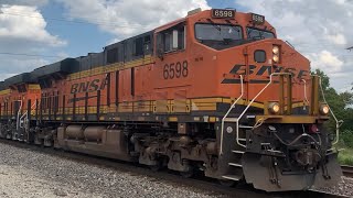 BNSF 6598 w/ Horn salutes leads a Ballast train on 8/27/22