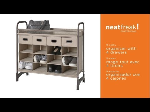 Neatfreak Maximize Stackable 16-cubby Shoe Organizer With 4 Drawers NEW O/B 