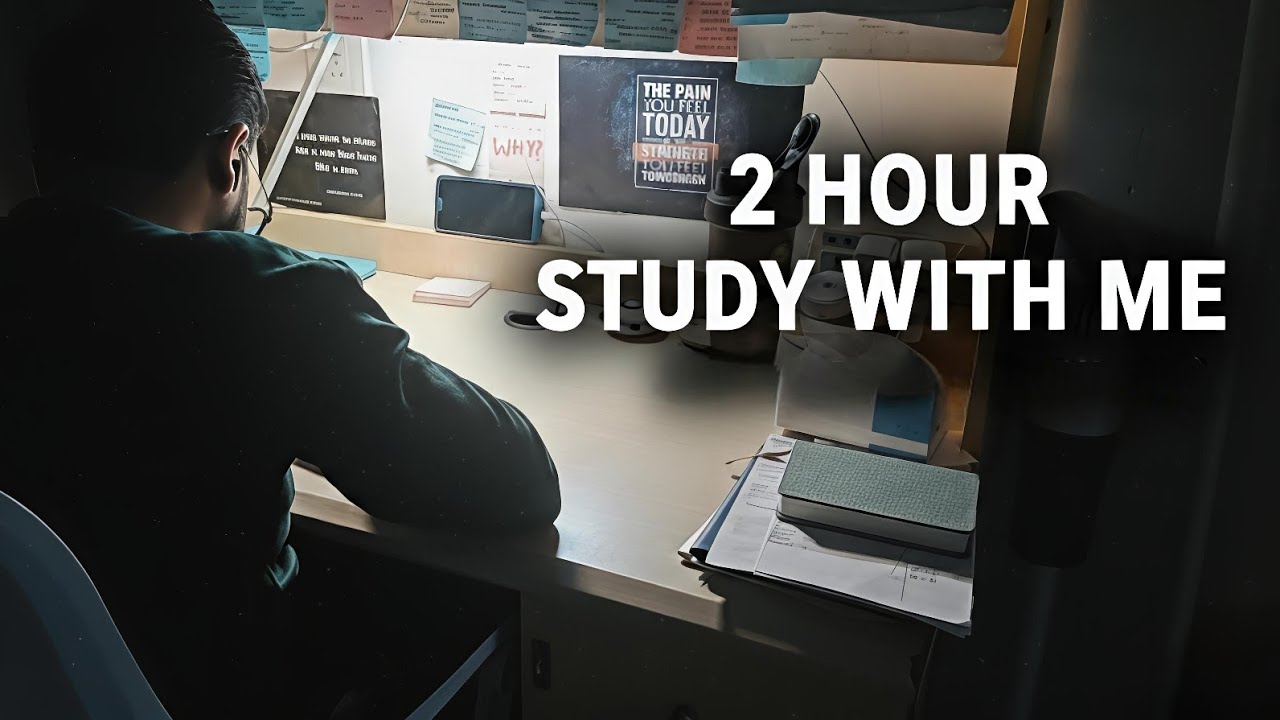 2 HOUR STUDY WITH ME |Rainy Night| Background noise, Rain Sound, 10 - min break, Night Study