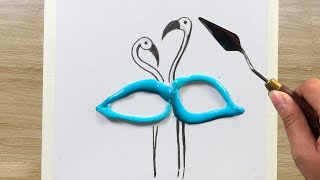Flamingo Couple ?? Acrylic Painting With Tissue / Step By Step / Painting Tutorial #91 / Satisfying