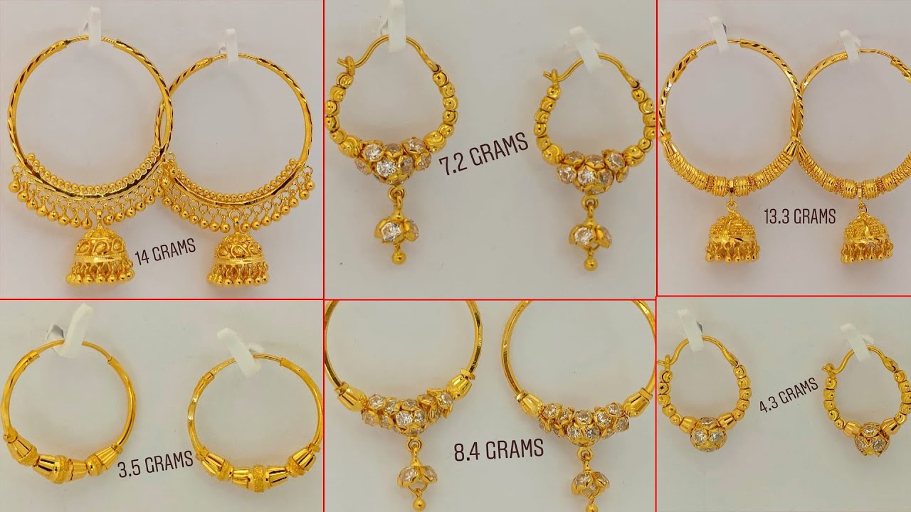 Latest Light Weight Gold Hoop Earrings Designs With Weight | gold ...