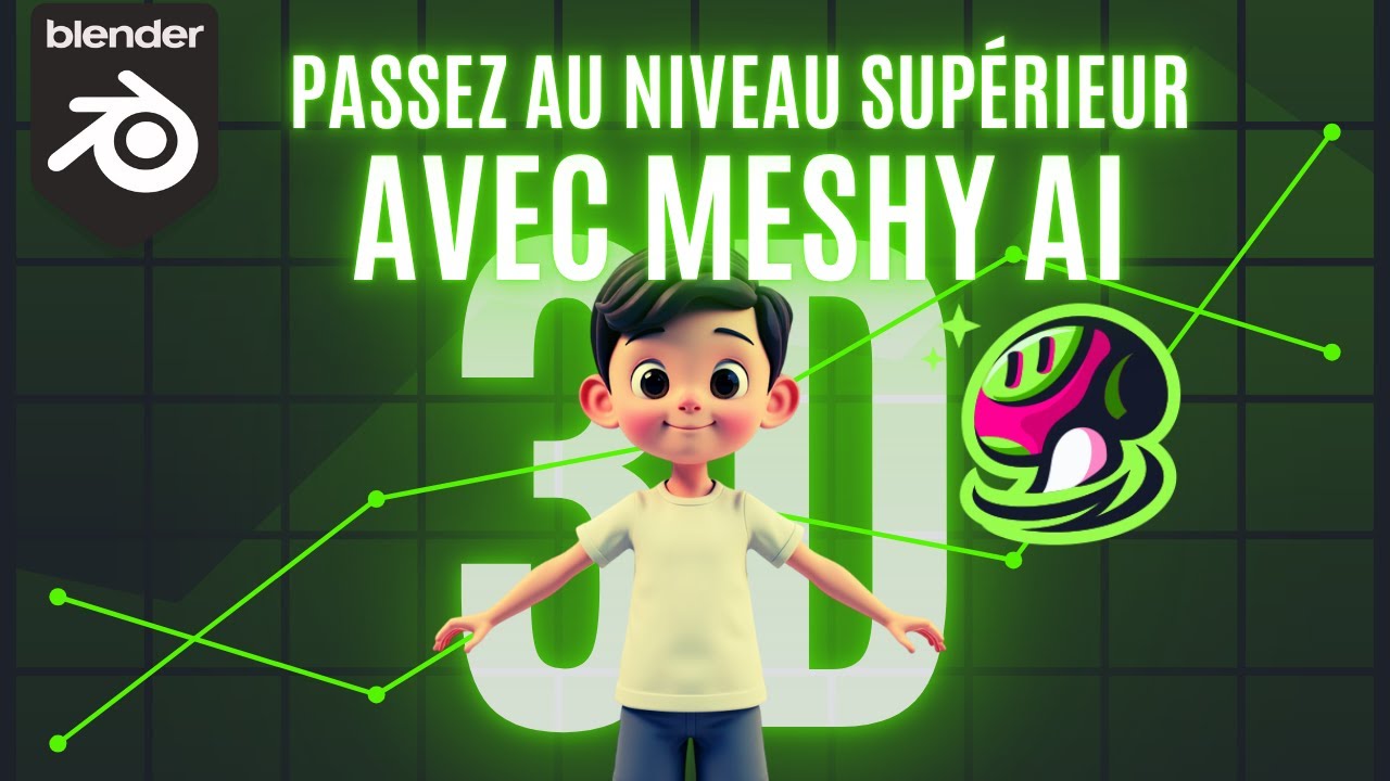 Créer un personnage 3D animé avec l'IA en quelques minutes !  Tutoriel Meshy.ai + Blender (Français)