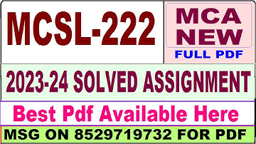 mcsl 222 solved assignment 2023-24 || mcsl 222 solved assignment 2024 in English || mcsl222 2024