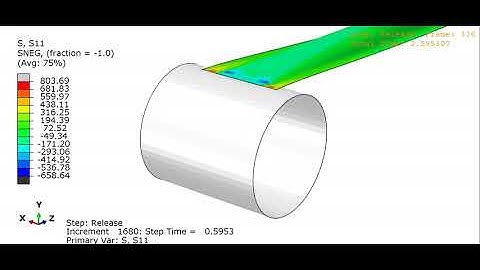 Coiling and Stowage Simulation of Composite Deployable Boom - Stress Plot (Rollers Removed)