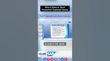 What is Make to Stock Production | What is SAP PP Demand Management | #SAP Tutorial For Beginners