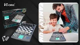 iCore Electronic Chess Set Talking Computer Chess Board 100 Preset Exercises for Kids & Adults