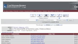 Title Search in CWRU Libraries Catalog