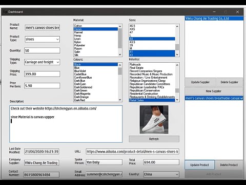 Supplier Management System using SQL and C#