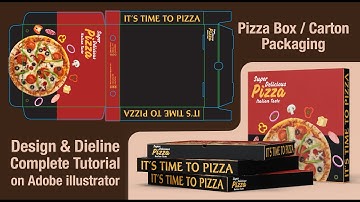 Pizza Box / Carton die cut / Dieline and design Completer Tutorial on Adobe Illustrator