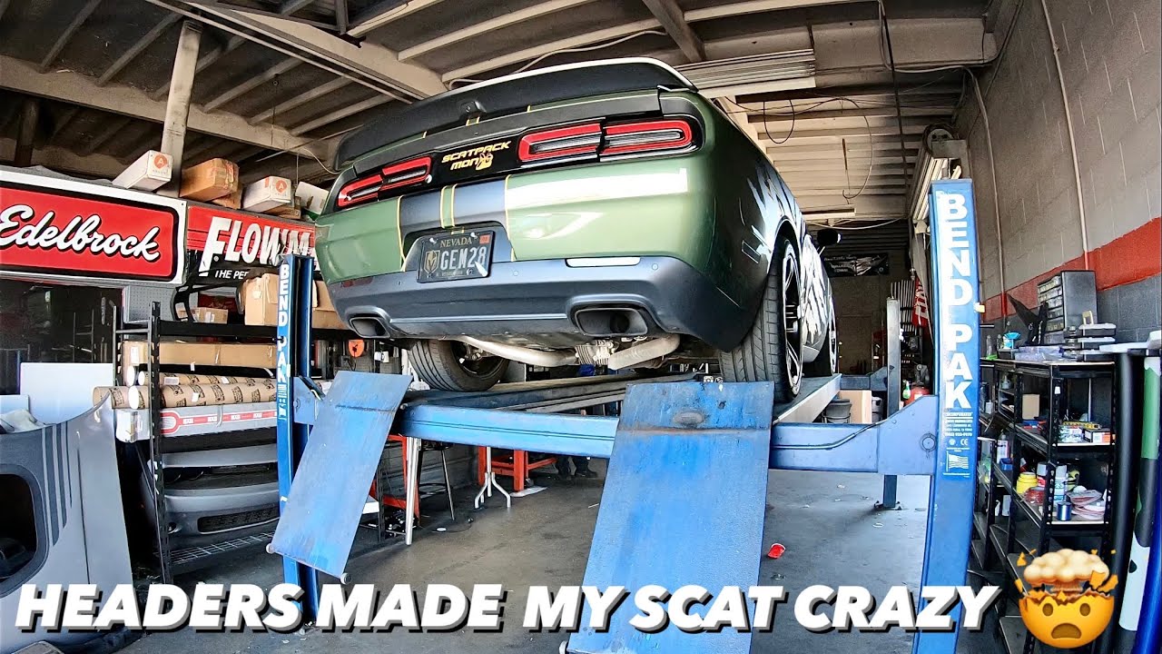 JBA Longtube Headers Install on Dodge Challenger Scatpack Straight Pipe