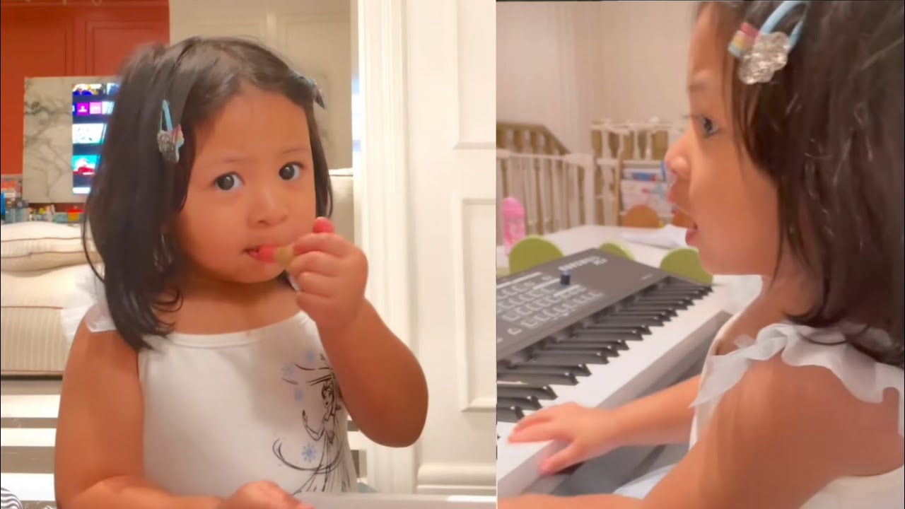 LILY BELAJAR PIANO GAK MAU KALAH SAMA AA RAFATHAR DAN KAKAK RAYYANZA 