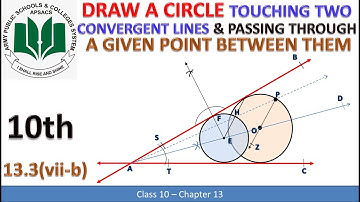 To draw a circle touching ttwo convergent lines and passing through a given point between them