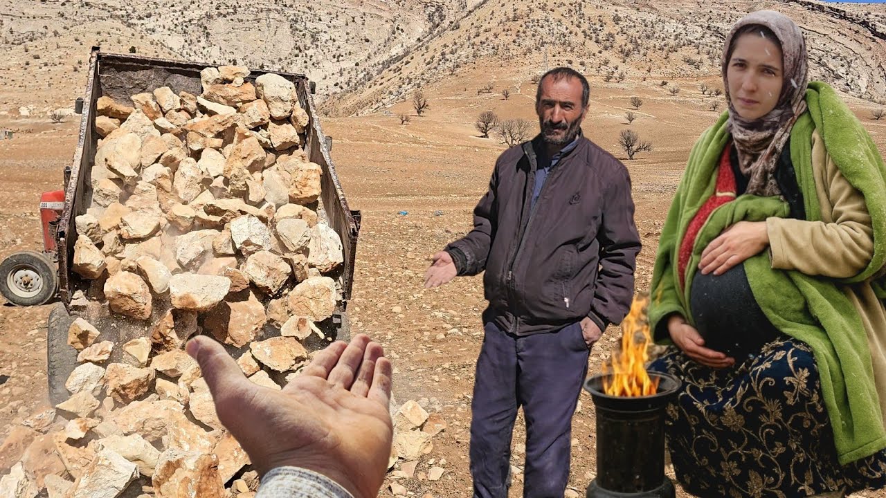 Pregnant Iranian woman builds house in the mountains (you'll be shocked!)