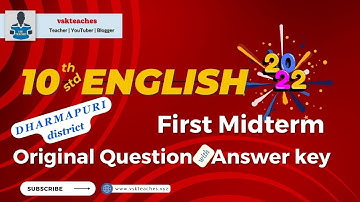 10th Std English 1st Midterm Question Paper & Answer Key 2022 - 23 | Dharmapuri district