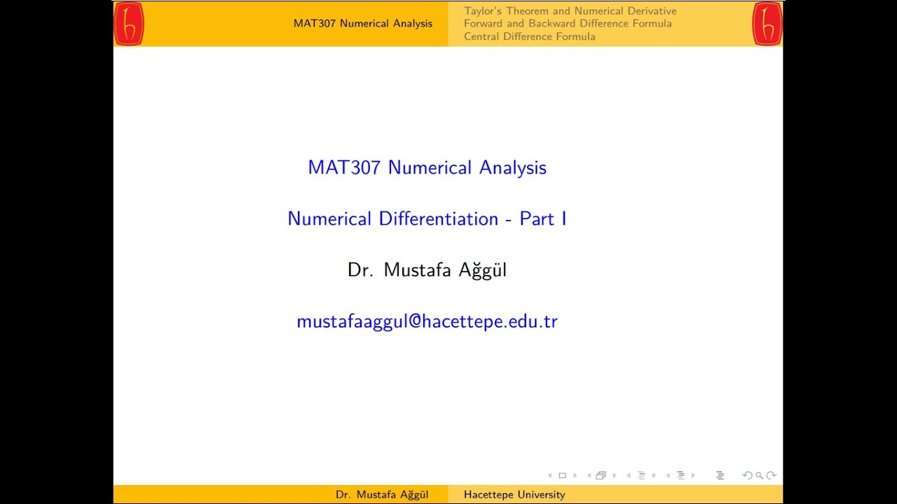 8. Numerical Differentiation - Part I - YouTube