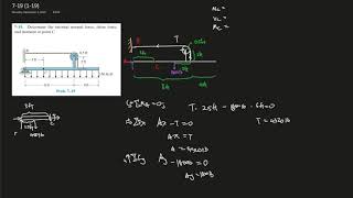 7-19 Determine the internal normal force, shear force, and moment at point C.