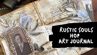 Creating vintage art journal | full process tutorial for Rustic Souls Hop