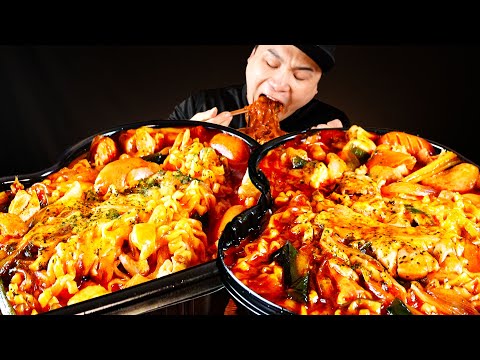 두찜 불닭로제찜닭에 당면, <strong>라면사리</strong> 추가해서 먹방~!! 리얼사운드 ASMR social eating Mukbang(Eating Show)