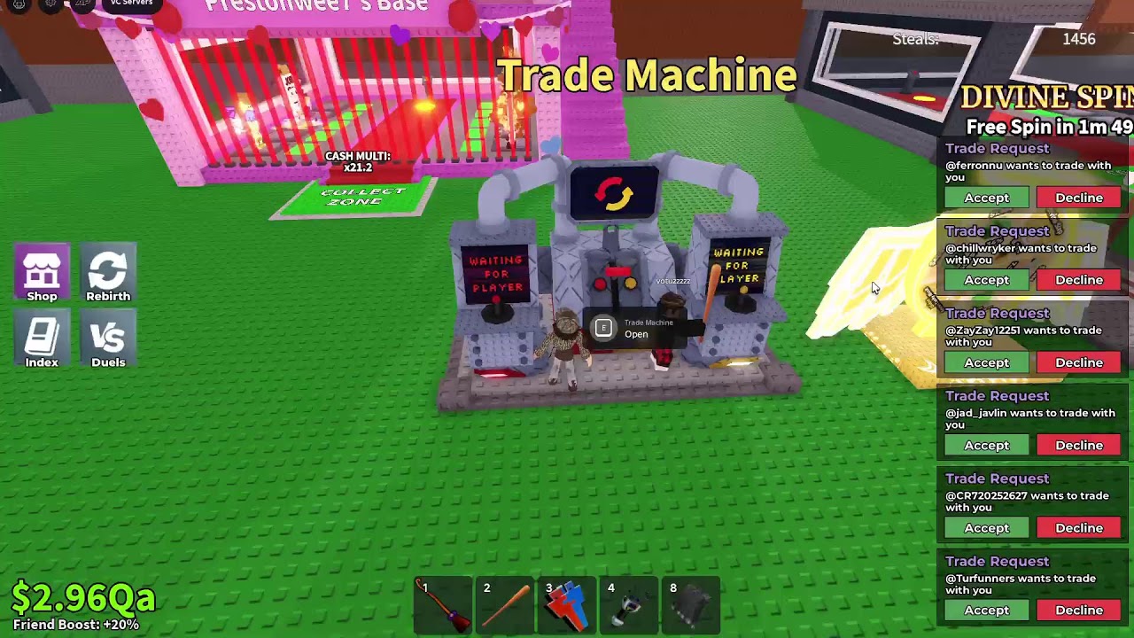 playing steal a brainrot trading USING TRADE MACHINE road to 500 subs noobini to dragon