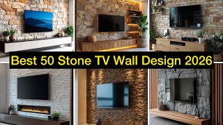 Latest Stone Wall Cladding TV Unit Designs 2026 | Modern Interior Trends