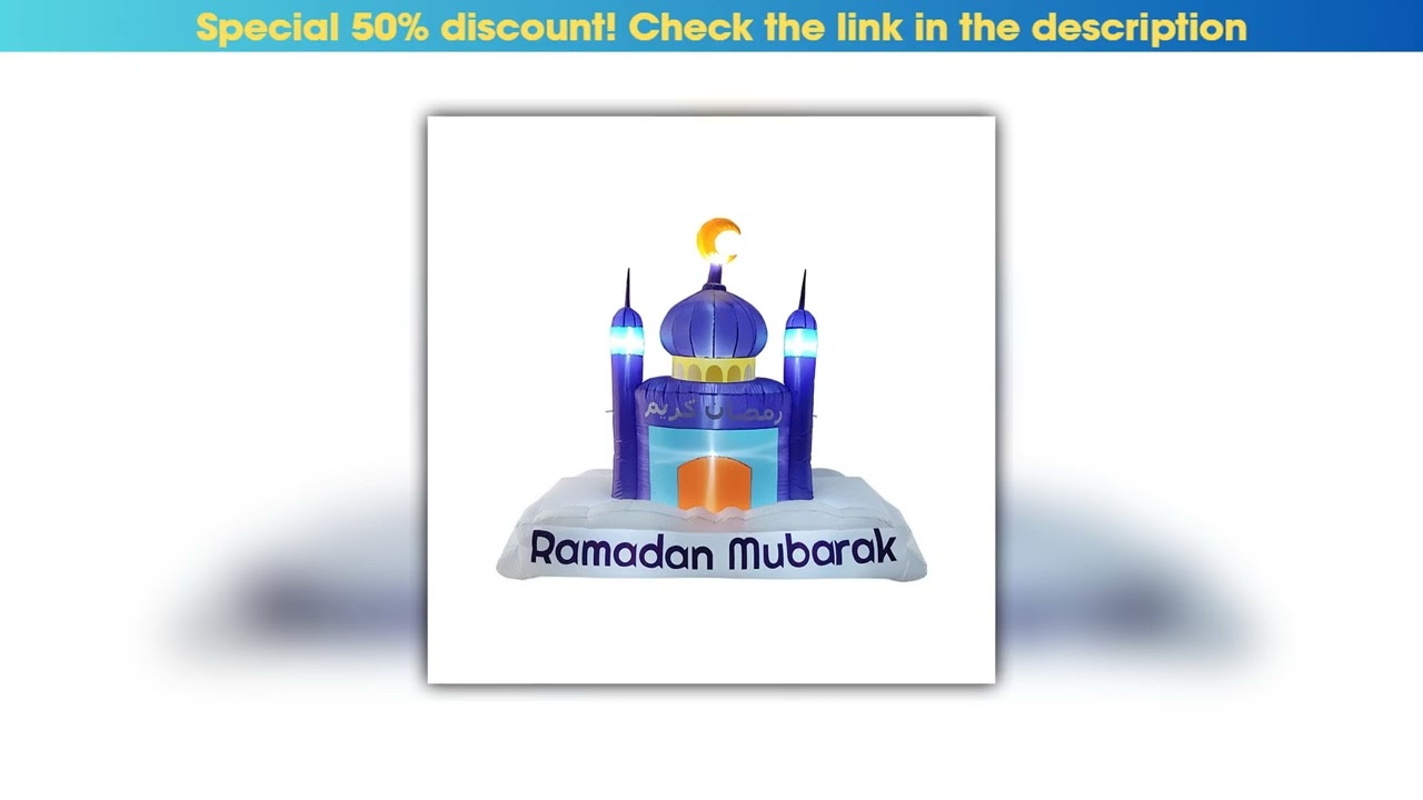 Discount 7FT Inflatable Ramadan Crescent Moon Decorations,Blow Up Islamic Eid Decor Muslim Holiday•
